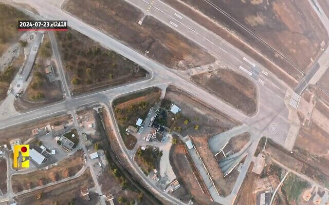 Ramat David Air Base in northern Israel as photographed by a purported Hezbollah drone. twitter.com
