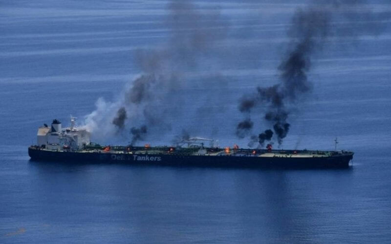 Fires burning on the MV Sounion. Reuters