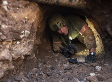 A Border Patrol agent searches a tunnel near Nogales, Arizona.Such tunnels are used to transport drugs under the U.S. border. U.S. Customs and Border Protection