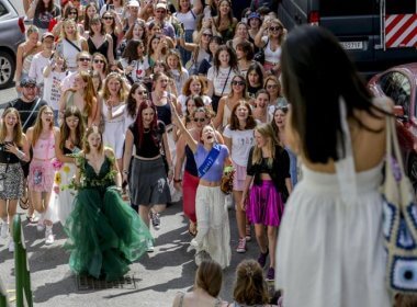 Swifties sing and dance in Vienna on Friday, Aug.9, 2024. AP