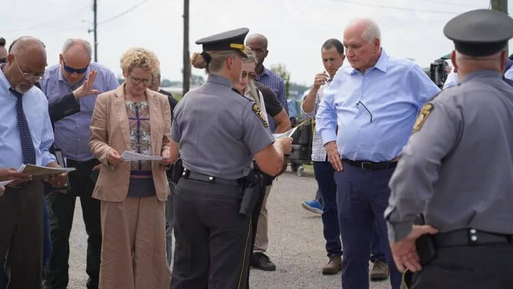 Pennsylvania U.S. Rep. Mike Kelly and other members of a task force investigating the attempted assassination of Donald Trump meet with law enforcement in Butler, Pa. on Aug. 26, 2024. twitter.com