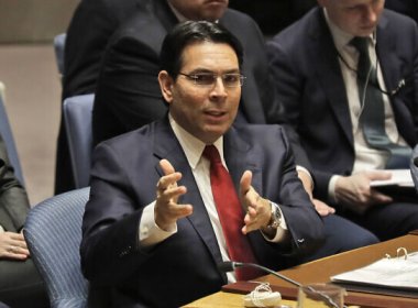 Israeli ambassador to the United Nations Danny Danon speaks during a Security Council meeting at United Nations headquarters on February 11, 2020. AP