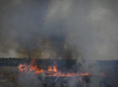 The site of a wildfire following a rocket attack from Lebanon. Michael Giladi/Flash90