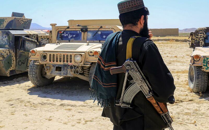 Taliban security patrol in Kabul, Afghanistan in August 2024 after new laws are imposed restricting women's freedom of movement. EFE