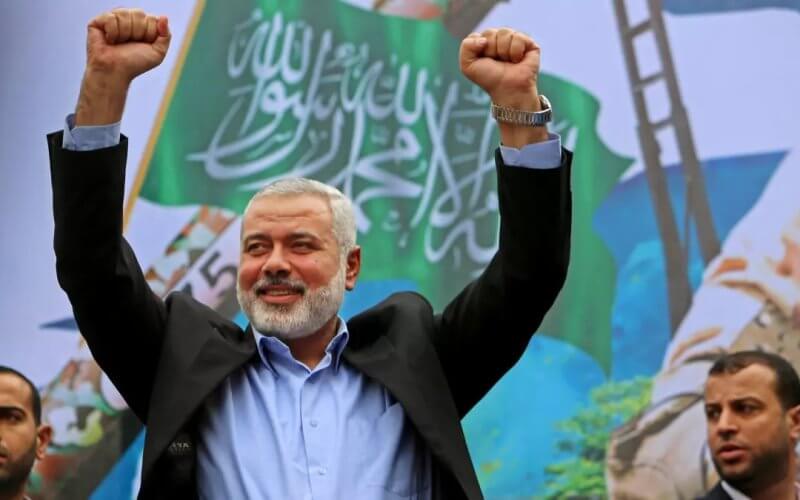 Ismail Haniyeh at a Hamas rally. AP