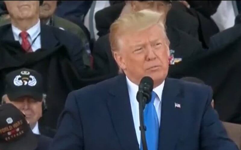 Former President Donald Trump speaking at the 75th anniversary of D-Day, June 6, 2019. CSPAN