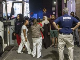 Migrants arrive at the Port Authority Bus Terminal in Manhattan. Bloomberg