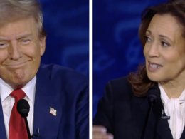 Former President Donald Trump and Vice President Kamala Harris. PBS via ABC News feed