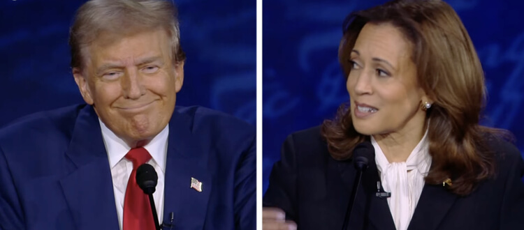 Former President Donald Trump and Vice President Kamala Harris. PBS via ABC News feed