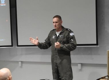 Maj. Gen. Tomer Bar speaks to officers at the Tel Nof Airbase, September 26, 2024. IDF