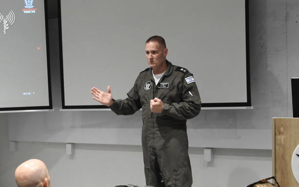 Maj. Gen. Tomer Bar speaks to officers at the Tel Nof Airbase, September 26, 2024. IDF