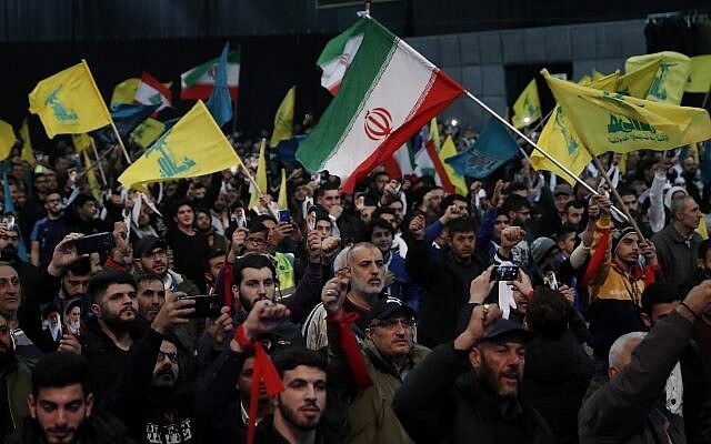 Hezbollah supporters during a rally in Beirut. AP