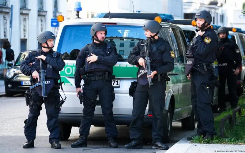 German police respond to a possible terrorist attack on Israel's consulate in Munich. AP