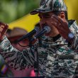 Venezuelan Dictator Nicolas Maduro speaks during a rally on the 22nd anniversary of the coup against Hugo Chavez. shutterstock.com