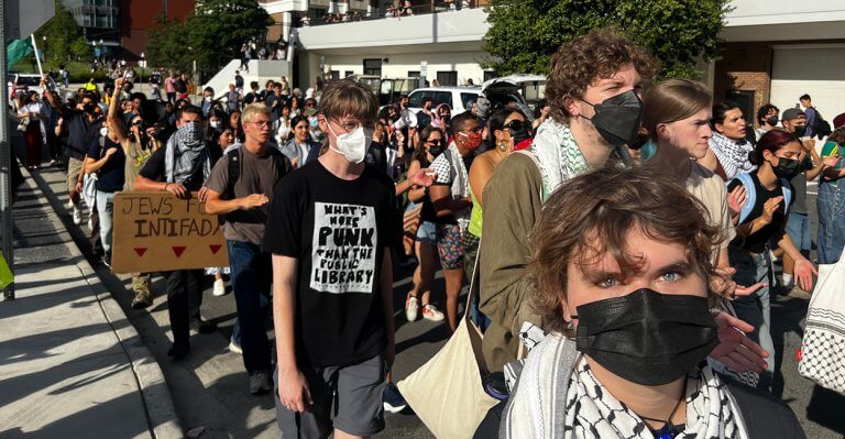 Several hundred pro-Palestine protesters marched through Georgetown University in Washington, D.C. Virginia Allen/The Daily Signal