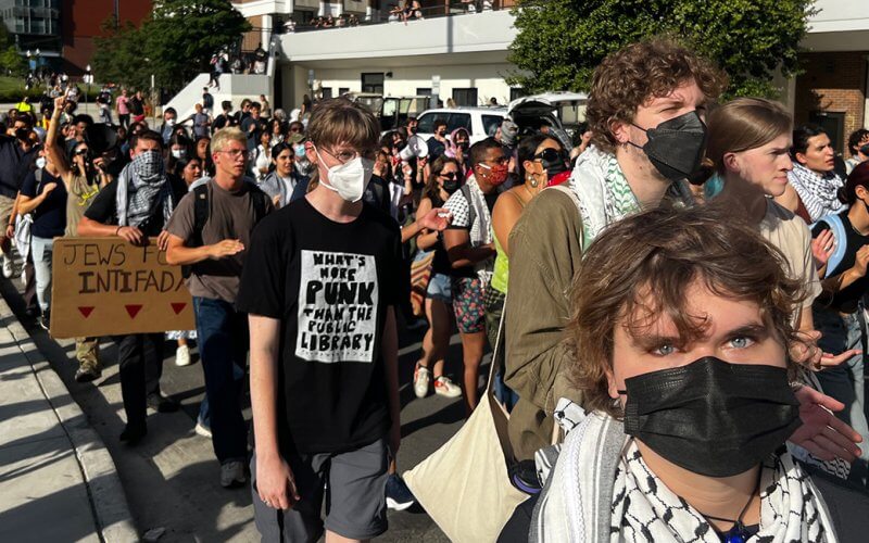 Several hundred pro-Palestine protesters marched through Georgetown University in Washington, D.C. Virginia Allen/The Daily Signal