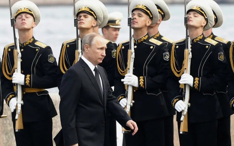 President Vladimir Putin of Russia arriving at the military parade in St. Petersburg during a Navy Day celebration on Sunday. Maxim Shipenkov