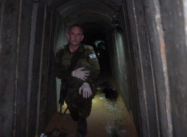 IDF Spokesperson Daniel Hagari in a tunnel where six Israeli hostages were murdered. IDF