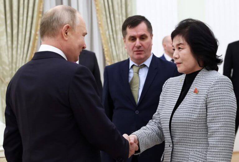 Russian President Vladimir Putin meets North Korean Foreign Minister Choe Son Hui in Moscow. Sputnik