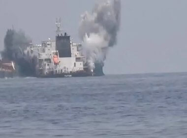 A Houthi attack on a Greek ship in the Red Sea. Reuters