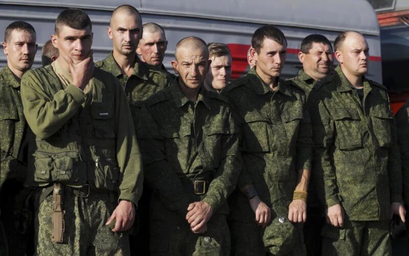 Russian military recruits. AP