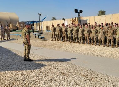 American and British service members mark Veterans Day and Remembrance Day at Baghdad Diplomatic Support Complex. Michael Romero/U.S. Army