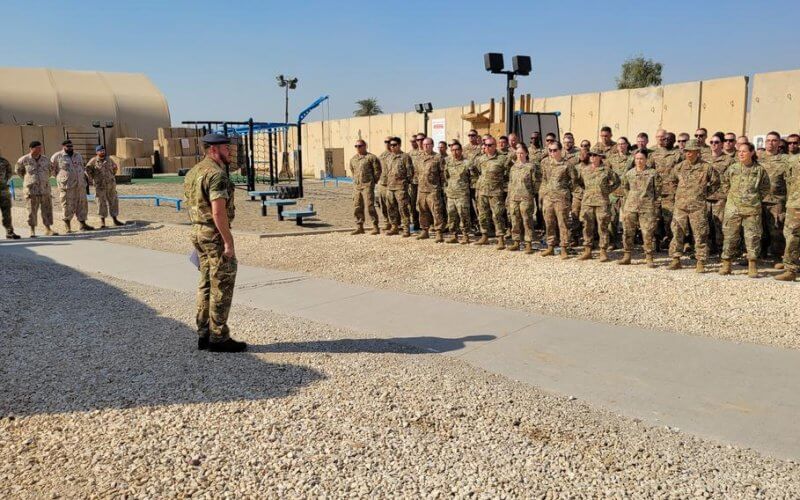 American and British service members mark Veterans Day and Remembrance Day at Baghdad Diplomatic Support Complex. Michael Romero/U.S. Army