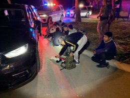 Galveston County Sheriff's Office Border Security Response Team deputies apprehend illegal border crossers in Kinney County, Texas. Galveston County Sheriff's Office