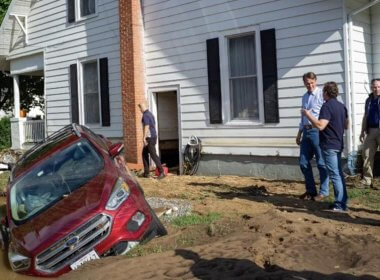 Virginia Gov. Glenn Youngkin assesses storm damage caused by Hurricane Helene in Damascus, Va. Office of Governor Glenn Youngkin