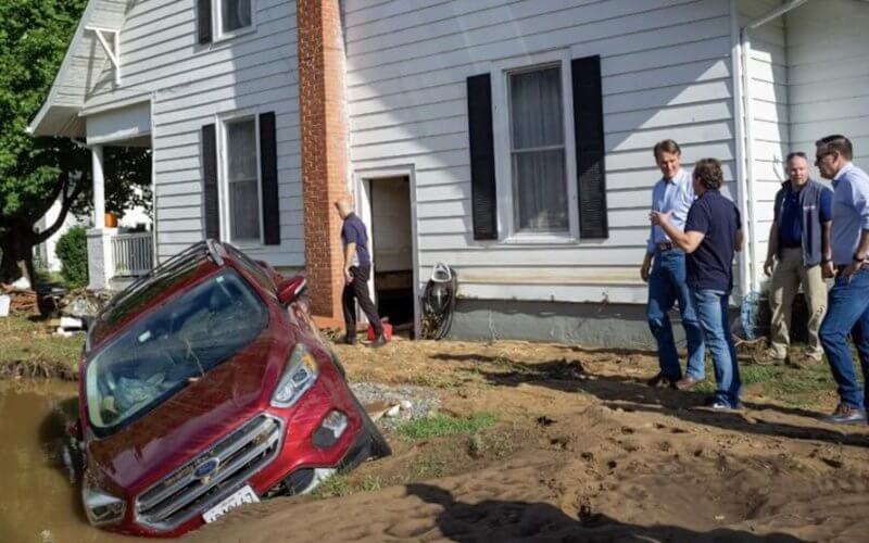 Virginia Gov. Glenn Youngkin assesses storm damage caused by Hurricane Helene in Damascus, Va. Office of Governor Glenn Youngkin