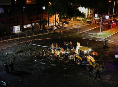 The site where a missile detonated in Haifa on Oct. 7. Reuters