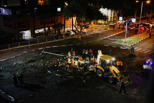 The site where a missile detonated in Haifa on Oct. 7. Reuters