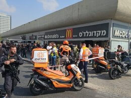 The scene of a shooting attack at the Beersheba Central Bus Station on October 6. United Hatzalah