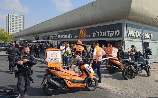 The scene of a shooting attack at the Beersheba Central Bus Station on October 6. United Hatzalah