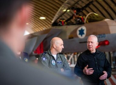 Defense Minister Yoav Gallant speaks to at the Hatzerim Airbase, October 23, 2024. IDF