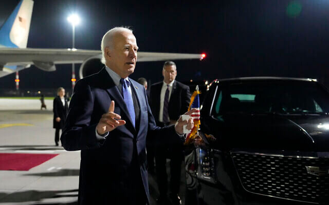 U.S. President Joe Biden speaks after arriving at Brandenburg Airport, October 17, 2024. AP