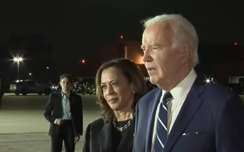 President Joe Biden and Vice President Kamala Harris at Joint Base Andrews in Maryland, Aug. 1, 2024. Daily Caller