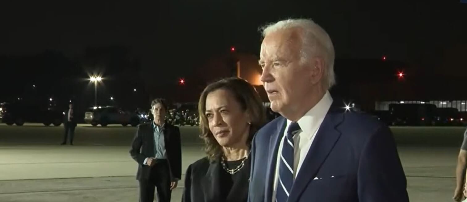 President Joe Biden and Vice President Kamala Harris at Joint Base Andrews in Maryland, Aug. 1, 2024. Daily Caller