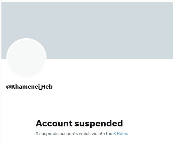 A screen capture showing Ali Khamenei’s suspended X account. twitter.com