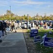 Voters line up outside of the MSD Lawrence Education & Community Center. Brad Klopfenstein