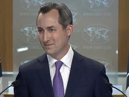 State Department spokesperson Matthew Miller addressing a press conference in Washington. state.gov