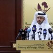 Majed Al-Ansari speaks during weekly press briefing at the Ministry of Foreign Affairs in Doha. Reuters