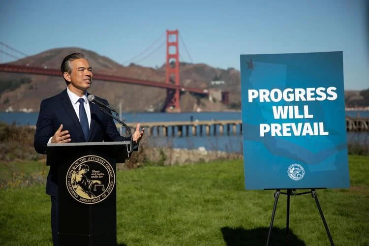 California Attorney General Rob Bonta at a press event on November 7 2024 promising to protect California priorities against president-elect Donald Trump. California Department of Justice