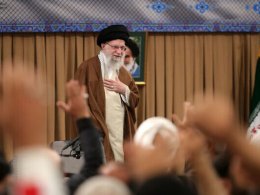 Ali Khamenei during a meeting with members of the Basij volunteer Islamic militia in Tehran on November 25, 2024. AFP