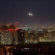 Explosions are seen in the sky over Kyiv, Ukraine, during a Russian drone strike on Nov. 25, 2024. Reuters