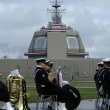 A military band at the ribbon-cutting ceremony for a naval support facility in Redzikowo. Reuters