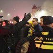 Police responding to attacks on Maccabi Tel Aviv supporters in Amsterdam. AP