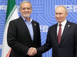 Vladimir Putin meets with President of the Islamic Republic Masoud Pezeshkian. brics-russia2024.ru