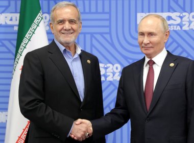 Vladimir Putin meets with President of the Islamic Republic Masoud Pezeshkian. brics-russia2024.ru