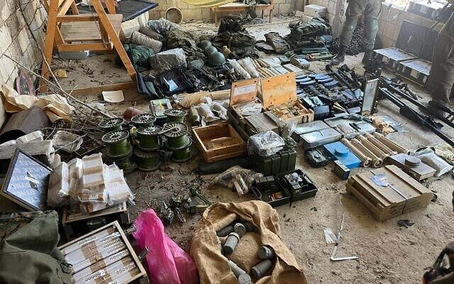 Hezbollah weapons found by Israel's Golani Brigade. IDF